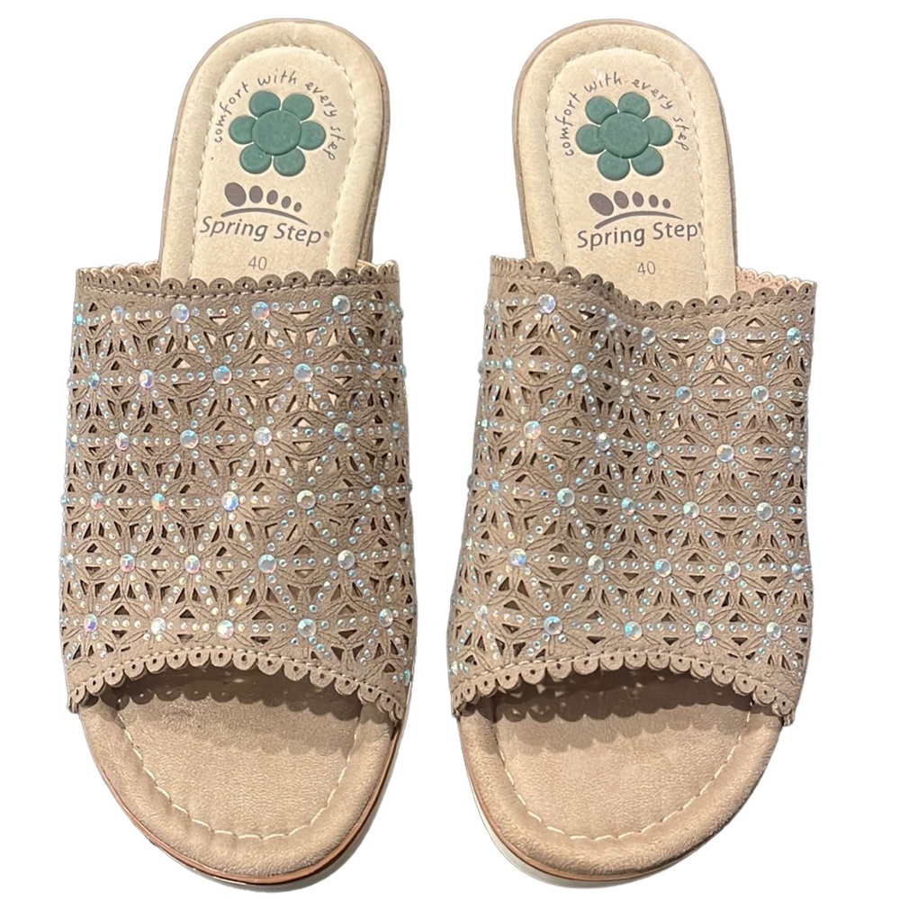 Spring Step Comfort Tan Wedge Heel Size US 9 EUR 40
